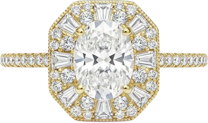 Diamond, 18k yellow gold ring