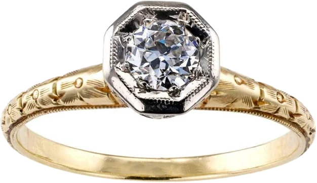 Old mine diamond, 18k yellow gold ring
