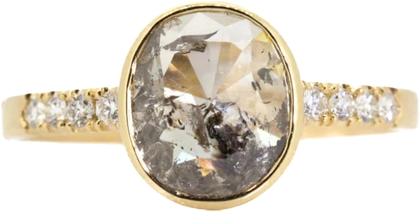 Salt-and-pepper diamond, 18k yellow gold ring