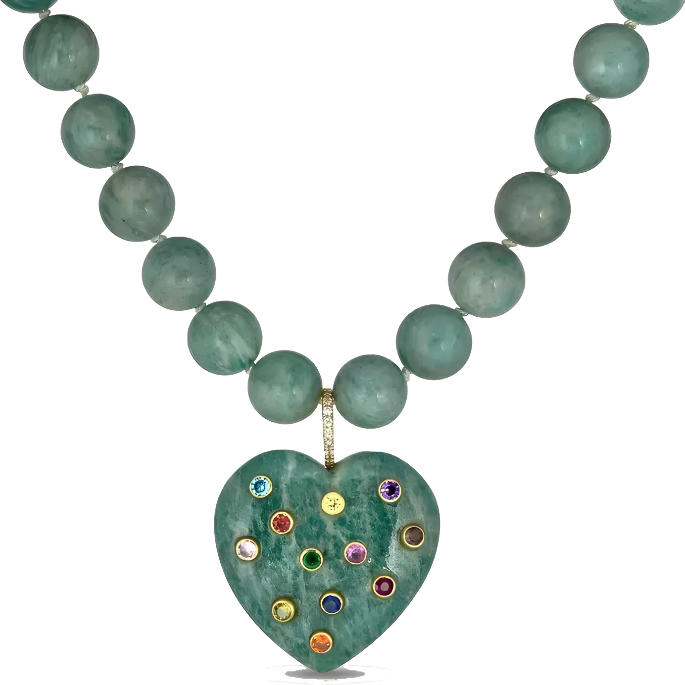 Amazonite, 18k yellow gold necklace